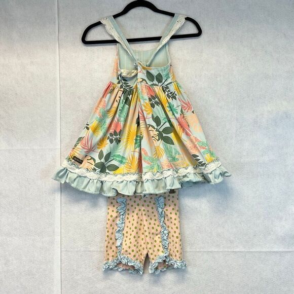 MATILDA JANE Girls Outfit 2PC Size 8 Floral Ruffle Tunic Top & Polka Dot Shorts - Picture 7 of 15